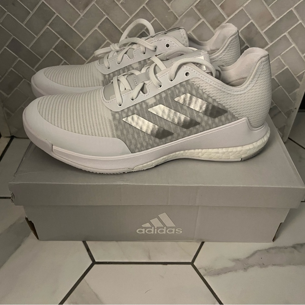 Adidas Crazyflight White and Gray Athletic Shoes - Picture 7 of 7